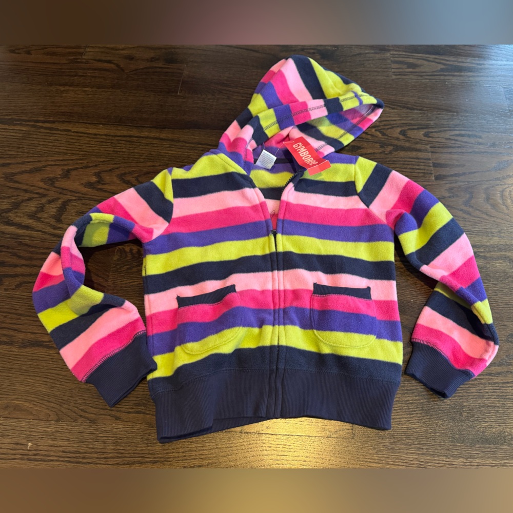 Gymboree Striped Kids Fleece Jacket - Pink, Green, Blue